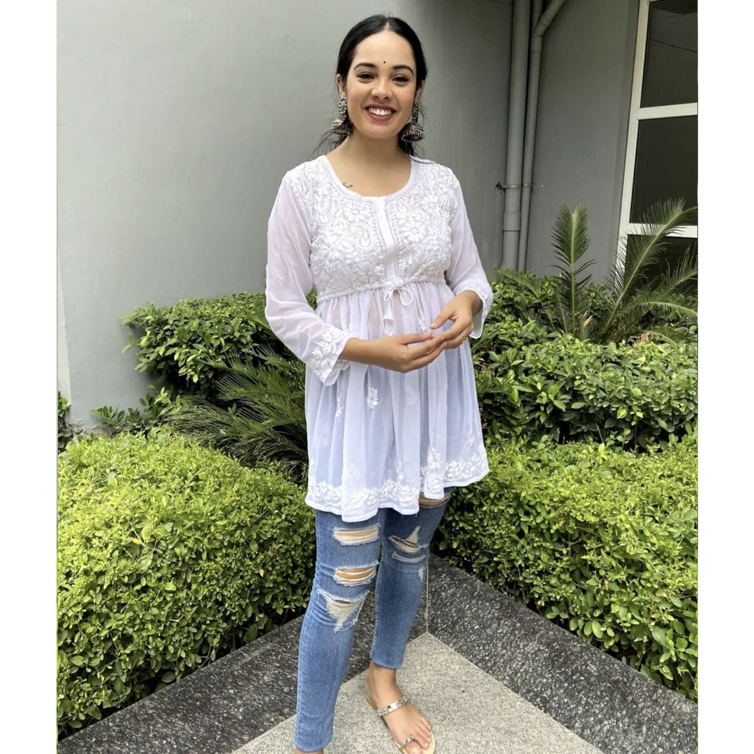 Gorgeous Chickankari Georgette Short Kurta