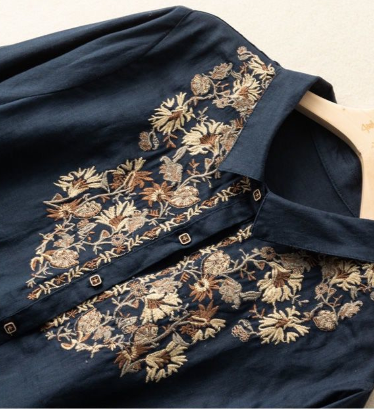 Pure Cotton Embroidered Full Sleeves Comfortable Shirt