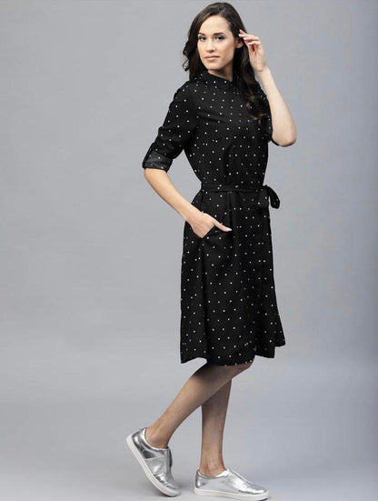 Rayon Printed Polka Dot Women's Short Dress